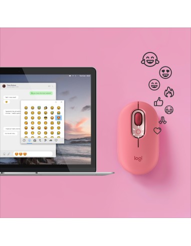 Logitech POP Mouse Wireless con Emoji personalizzabili, Tecnologia SilentTouch, Precisione e Velocità, Design Compatto,