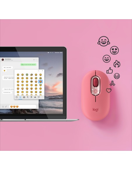 Logitech POP Mouse Wireless con Emoji personalizzabili, Tecnologia SilentTouch, Precisione e Velocità, Design Compatto,