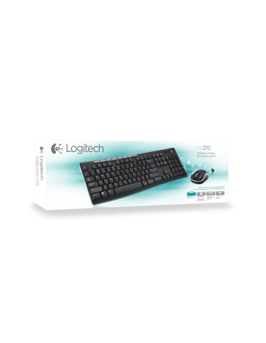 Logitech Wireless Combo MK270 tastiera Mouse incluso USB QWERTY Inglese Nero