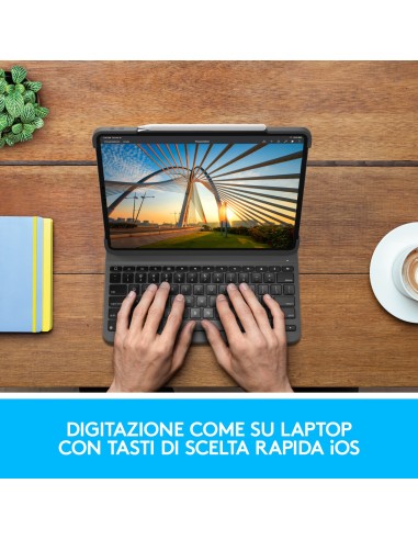 Logitech SLIM FOLIO PRO, custodia Bluetooth con tastiera retroilluminata per iPad Pro da 12,9 pollici (3a e 4a generazione)