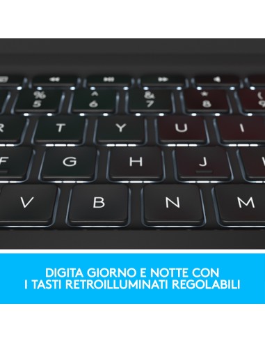 Logitech SLIM FOLIO PRO, custodia Bluetooth con tastiera retroilluminata per iPad Pro da 12,9 pollici (3a e 4a generazione)