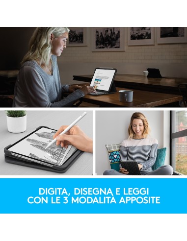 Logitech SLIM FOLIO PRO, custodia Bluetooth con tastiera retroilluminata per iPad Pro da 12,9 pollici (3a e 4a generazione)