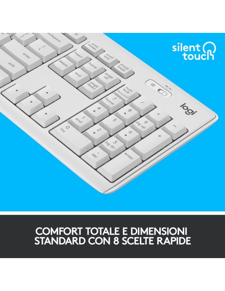 Logitech MK295 Kit Mouse e Tastiera Wireless – Tecnologia SilentTouch, Tastierino Numerico, Tasti Scelta Rapida, Tracciamento