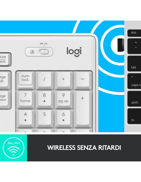 Logitech MK295 Kit Mouse e Tastiera Wireless – Tecnologia SilentTouch, Tastierino Numerico, Tasti Scelta Rapida, Tracciamento