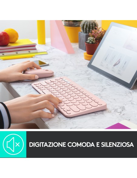 Logitech K380 Multi-Device Tastiera Bluetooth Wireless, Design Easy-Switch, Sottile, Portatile, 2 Anni di Batteria, Funziona