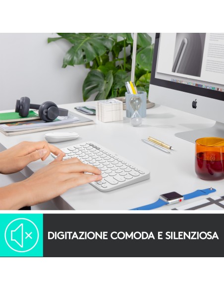 Logitech K380 Multi-Device Tastiera Bluetooth Wireless, Design Easy-Switch, Sottile, Portatile, 2 Anni di Batteria, Funziona