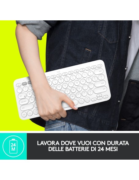 Logitech K380 Multi-Device Tastiera Bluetooth Wireless, Design Easy-Switch, Sottile, Portatile, 2 Anni di Batteria, Funziona