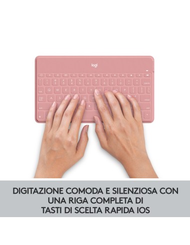 Logitech Keys-To-Go Tastiera Bluetooth, Sottile e Leggera, per iPhone, iPad, Apple TV e tutti i dispositivi iOS. Rosa