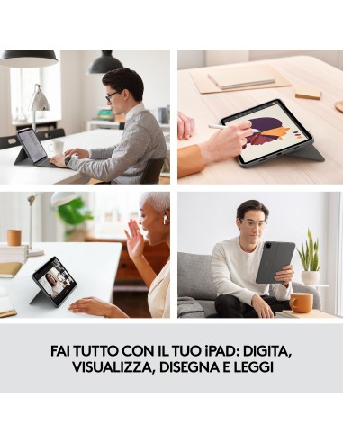Logitech Combo Touch Custodia con Tastiera per iPad Pro 11 pollici (1a, 2a, 3a gen - 2018, 2020, 2021) - Tastiera