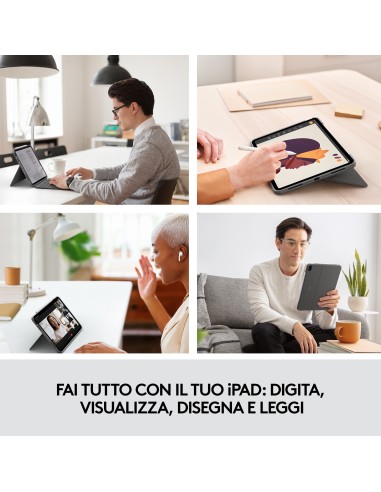 Logitech Combo Touch Custodia con Tastiera per iPad Air (4. gen - 2020) - Tastiera Retroilluminata Rimovibile, Trackpad