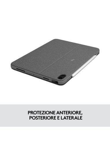 Logitech Combo Touch Custodia con Tastiera per iPad Air (4. gen - 2020) - Tastiera Retroilluminata Rimovibile, Trackpad