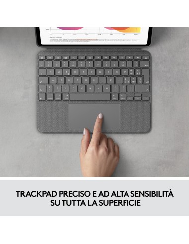 Logitech Combo Touch Custodia con Tastiera per iPad Air (4. gen - 2020) - Tastiera Retroilluminata Rimovibile, Trackpad