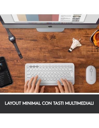 Logitech K380 Tastiera Bluetooth Multidispositivo per Mac, Sottile e Compatta, Easy-Switch fino a 3 Dispositivi, Compatibile