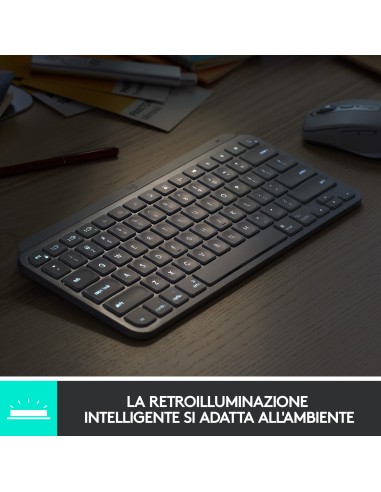 Logitech MX Keys Mini per Mac Tastiera Wireless, Minimal, Compatta, Bluetooth, Tasti Retroilluminati, USB-C, Digitazione