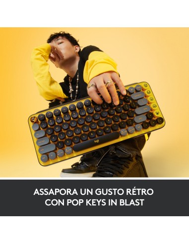 Logitech POP Keys Tastiera Meccanica Wireless con Tasti Emoji Personalizzabili, Design Compatto Durevole, Connettività