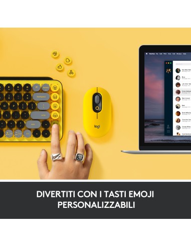 Logitech POP Keys Tastiera Meccanica Wireless con Tasti Emoji Personalizzabili, Design Compatto Durevole, Connettività