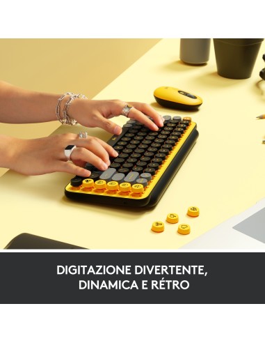 Logitech POP Keys Tastiera Meccanica Wireless con Tasti Emoji Personalizzabili, Design Compatto Durevole, Connettività