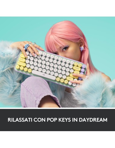 Logitech POP Keys Tastiera Meccanica Wireless con Tasti Emoji Personalizzabili, Design Compatto Durevole, Connettività