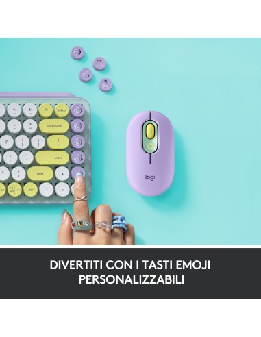 Logitech POP Keys Tastiera Meccanica Wireless con Tasti Emoji Personalizzabili, Design Compatto Durevole, Connettività