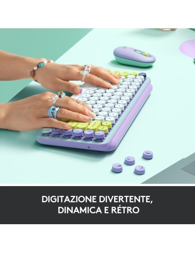Logitech POP Keys Tastiera Meccanica Wireless con Tasti Emoji Personalizzabili, Design Compatto Durevole, Connettività