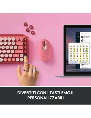 Logitech POP Keys Tastiera Meccanica Wireless con Tasti Emoji Personalizzabili, Design Compatto Durevole, Connettività