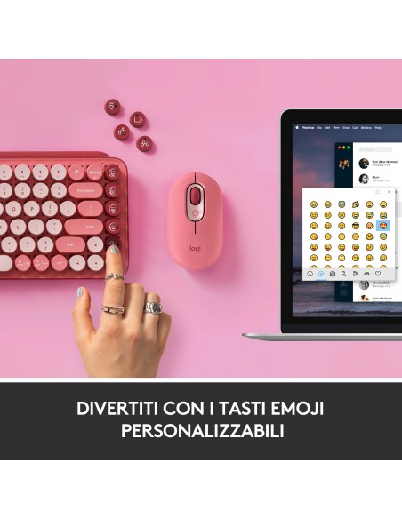 Logitech POP Keys Tastiera Meccanica Wireless con Tasti Emoji Personalizzabili, Design Compatto Durevole, Connettività