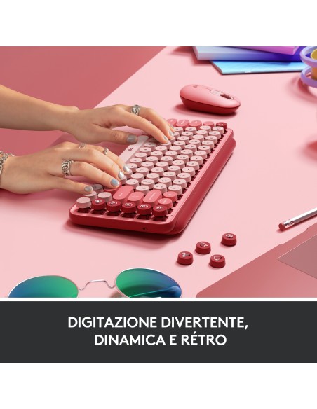 Logitech POP Keys Tastiera Meccanica Wireless con Tasti Emoji Personalizzabili, Design Compatto Durevole, Connettività