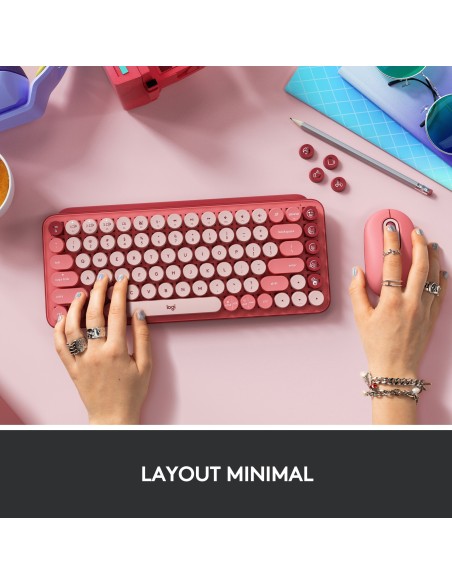 Logitech POP Keys Tastiera Meccanica Wireless con Tasti Emoji Personalizzabili, Design Compatto Durevole, Connettività