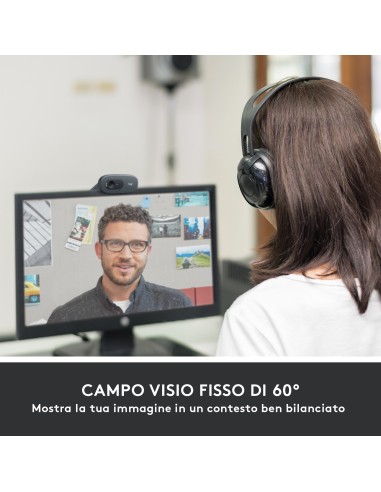 Logitech C505 Webcam HD - Videocamera USB Esterna 720p HD per Desktop o Laptop con Microfono a Lunga Portata, Compatibile con