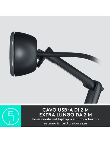Logitech C505 Webcam HD - Videocamera USB Esterna 720p HD per Desktop o Laptop con Microfono a Lunga Portata, Compatibile con