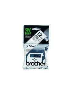 Brother Labelling Tape - 12mm, Black White, Blister nastro per etichettatrice M
