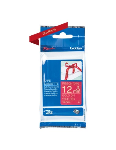 Brother TZE-RW34 nastro per etichettatrice Oro su rosso