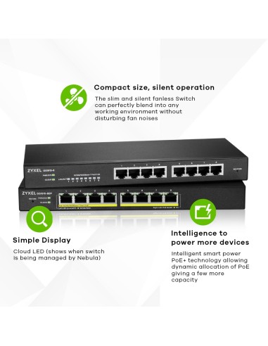 Zyxel GS1915-8EP Gestito L2 Gigabit Ethernet (10 100 1000) Supporto Power over Ethernet (PoE) Nero
