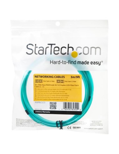StarTech.com Cavo patch duplex LSZH fibra multimodale 50 125 3 m 10 Gb Aqua LC - LC