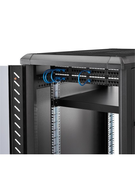 StarTech.com Ripiano per montaggio a rack regolabile 1U - Robusto ripiano per armadio server rack fisso - 80 kg