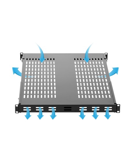 StarTech.com Ripiano per montaggio a rack regolabile con fessure 1U - Robusto ripiano per armadio server rack fisso - 113 kg