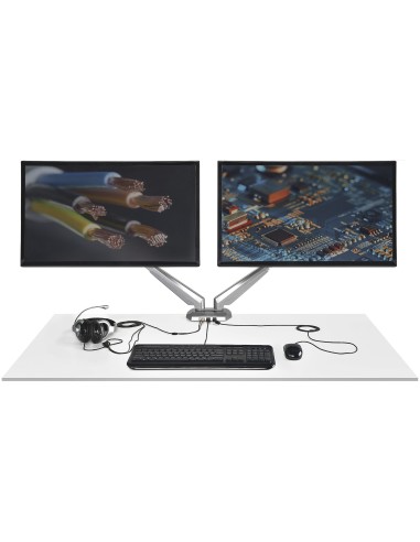 StarTech.com Supporto per due monitor con montaggio su scrivania con pass-through USB a 2 porte integrato