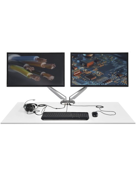StarTech.com Supporto per due monitor con montaggio su scrivania con pass-through USB a 2 porte integrato