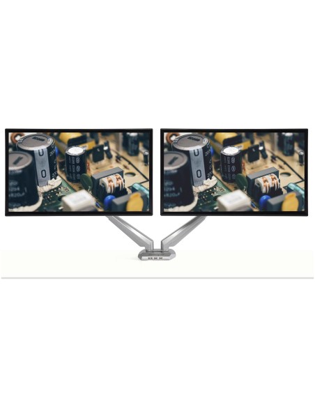 StarTech.com Supporto per due monitor con montaggio su scrivania con pass-through USB a 2 porte integrato