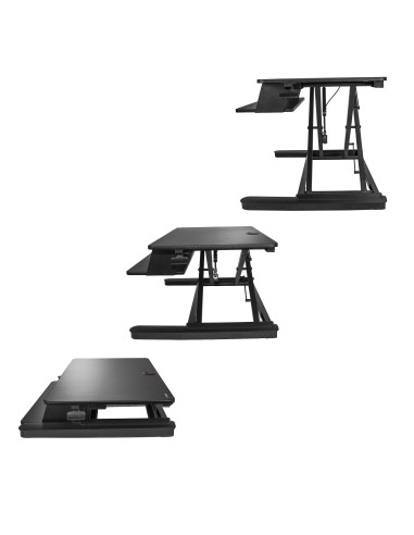 StarTech.com Standing desk per due monitor con vassoio per tastiera - Convertitore per scrivania regolabile in altezza - Ampia