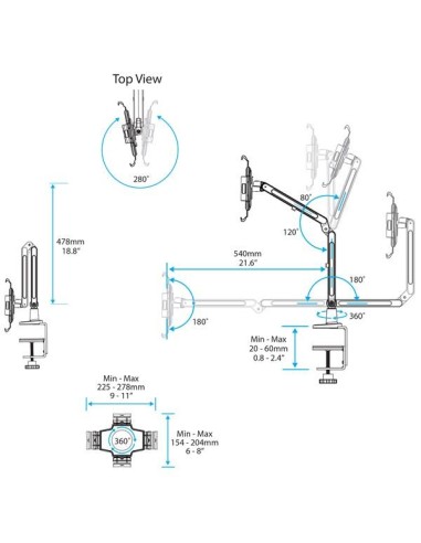 StarTech.com Supporto da Scrivania per Tablet - Braccio Articolato - Supporto per iPad o Android