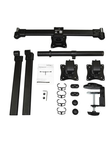 StarTech.com Braccio per triplo monitor VESA fino a 27" - Supporto monitor scrivania ergonomico - Staffa per monitor articolata