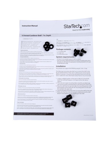 StarTech.com Scaffale Ventilato per Rack Server 1U - Profondità da 175 mm