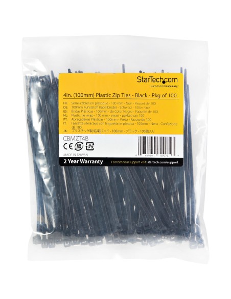 StarTech.com Fascette fermacavo riutilizzabili da 10 cm - 2 mm di larghezza, 55mm di diametro del fascio e resistenza alla