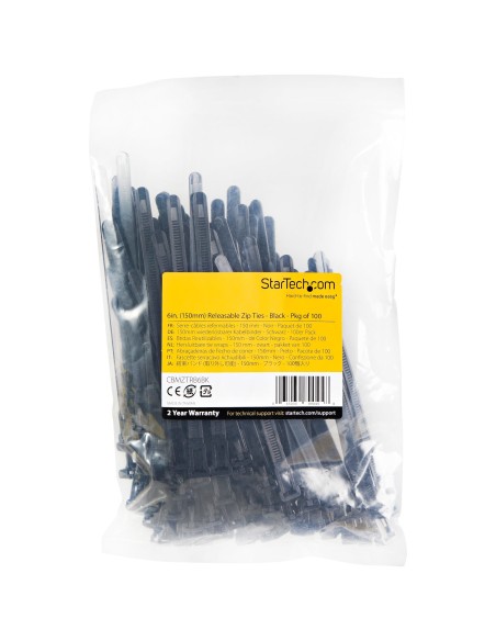 StarTech.com Fascette fermacavo riutilizzabili da 15 cm - 7 mm di larghezza, 35 mm di diametro del fascio e resistenza alla