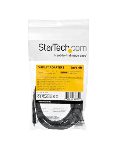 StarTech.com Cavo adattatore da USB C a DisplayPort 1.2 da 2m - Cavo video bidirezionale da DP a USB-C o USB-C a DP 4K 60Hz -