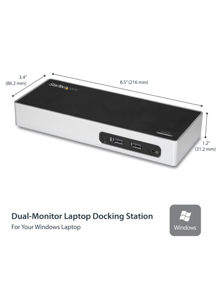 StarTech.com Docking Station USB 3.0 - Laptop Dock per doppio monitor con HDMI e DVI VGA Video - Hub a 6 porte USB 3.1 Gen 1