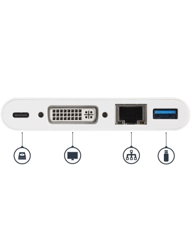 StarTech.com Adattatore Multiporta per Portatili USB-C - Power Delivery - DVI - GbE - USB 3.0