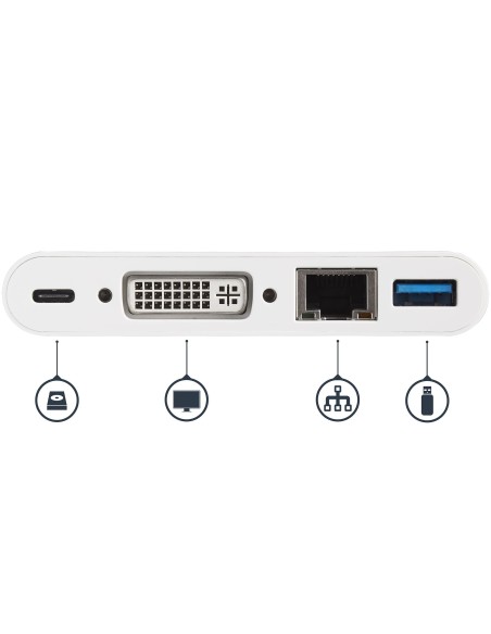 StarTech.com Adattatore Multiporta per Portatili USB-C - Power Delivery - DVI - GbE - USB 3.0