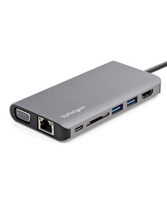 StarTech.com Adattatore multiporta USB C - Mini dock da viaggio USB-C con HDMI 4K o VGA 1080p - Hub USB 3.0 3x, SD, GbE, audio, 2